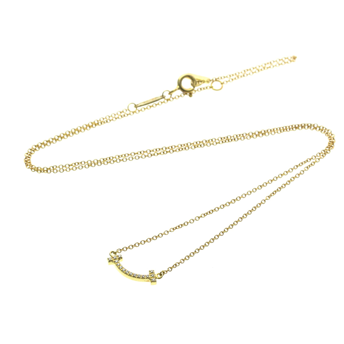 Tiffany & Co. T Smile Pendant 18K Yellow Gold with Diamonds, Gold, Yellow Gold, Necklace
