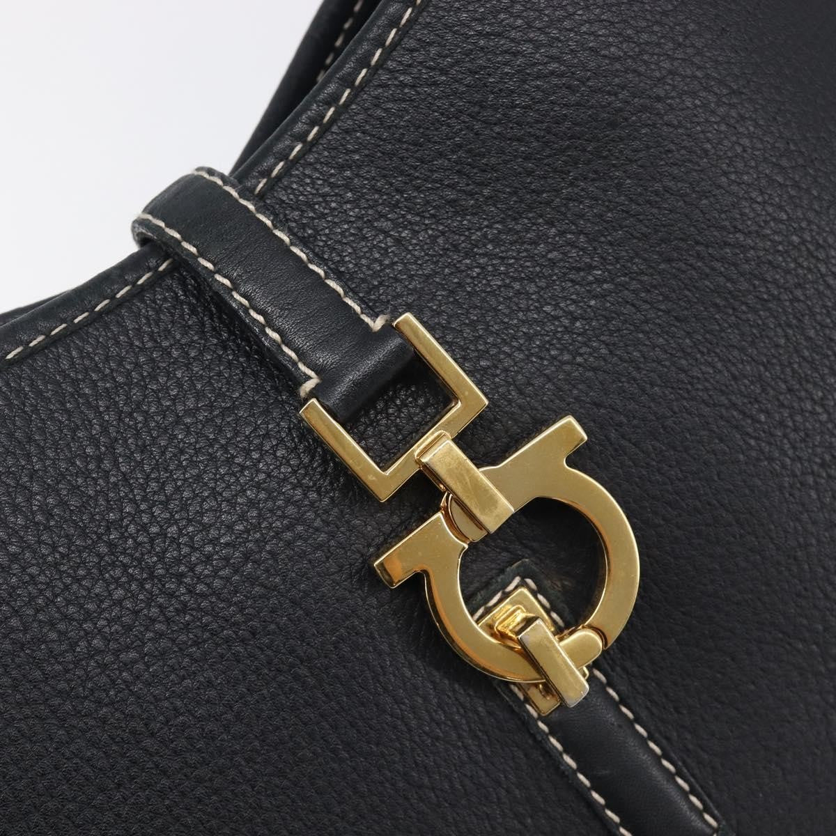 Salvatore Ferragamo Gancini Leather, Black, Leather, Crossbody Bag