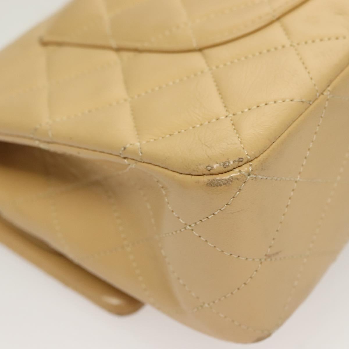 Chanel Vintage Classic Double Flap Bag Quilted Lambskin, BEIGE, LEATHER, Shoulder bag