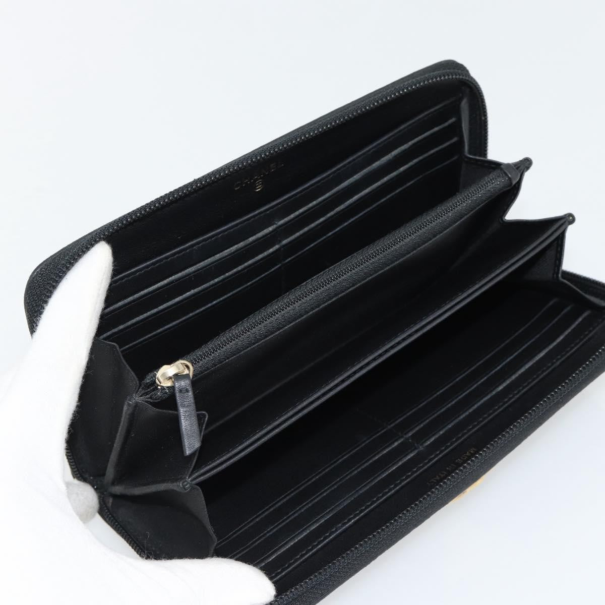 Chanel Boy Zip Around Organizer Quilted Lambskin, Black, Leather, Wallet