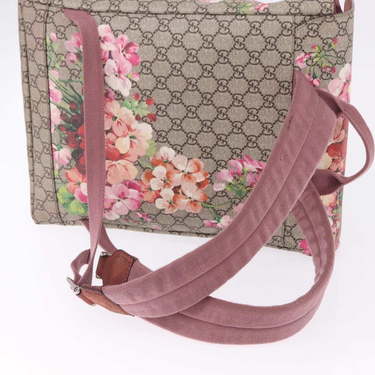 Gucci Buckle Blooms Print GG Coated Canvas, Beige, Canvas, Backpack