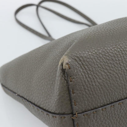 Fendi Selleria Carla Leather, Gray, Leather, Tote Bag