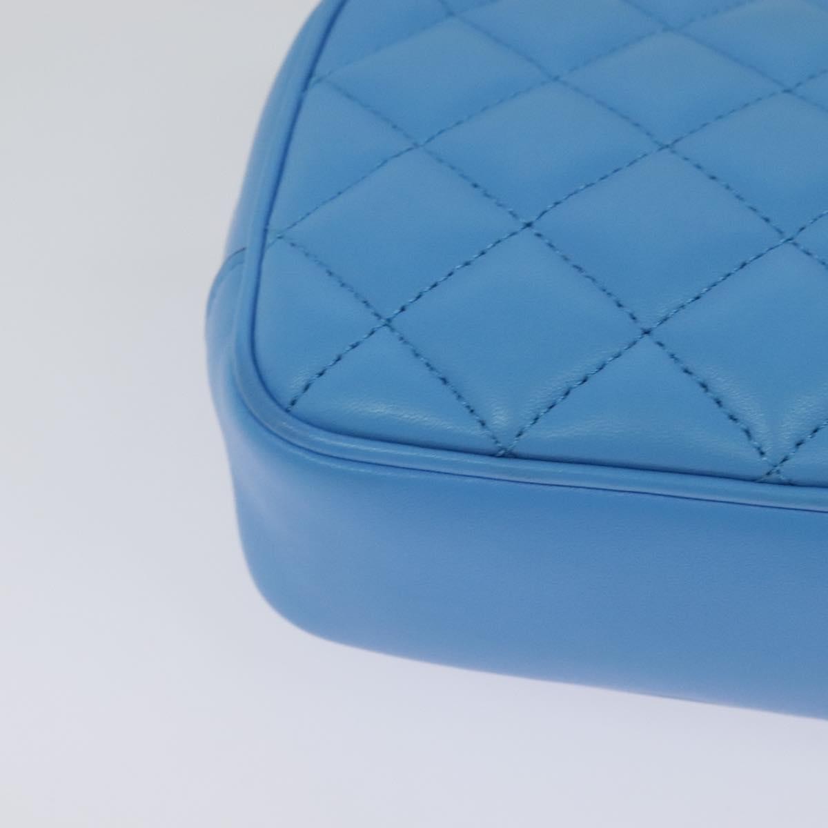Versace Medusa Icon Front Slip Pocket Camera Quilted Leather, Blue, Leather, Shoulder Bag
