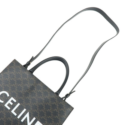 Celine Vertical Cabas Triomphe Coated Canvas, Brown, Canvas, Tote Bag