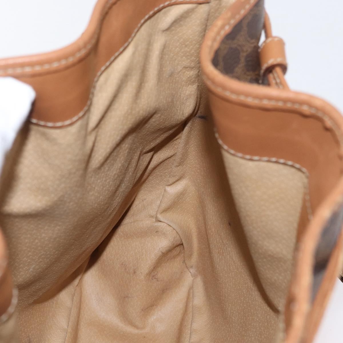 Celine Vintage Shoulder Bag Macadam Canvas & Leather, Brown, Canvas, Shoulder Bag