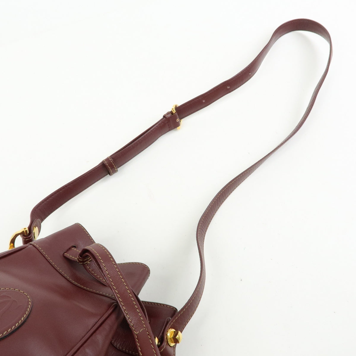 Cartier Must de Cartier Leather, Burgundy, Leather, Shoulder Bag