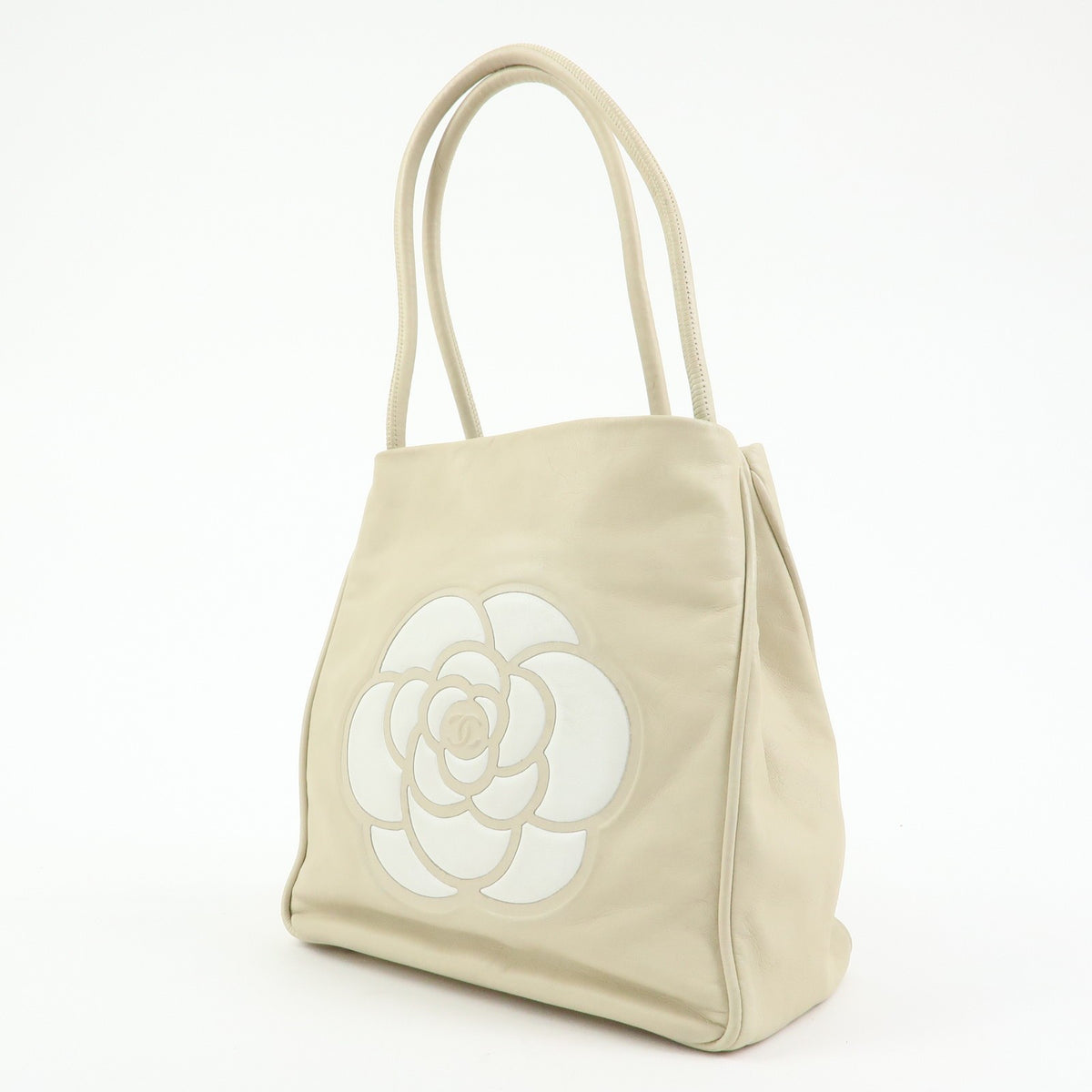 Chanel Camellia Lambskin, Beige, Leather, Tote Bag