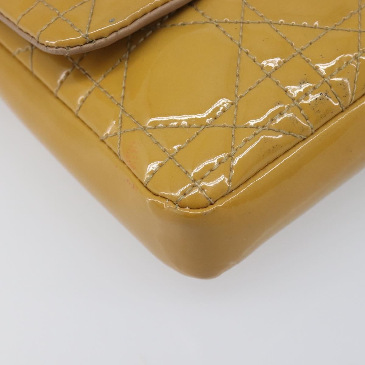 Christian Dior New Lock Cannage Quilt Patent, Yellow, Patent Leather, Clutch