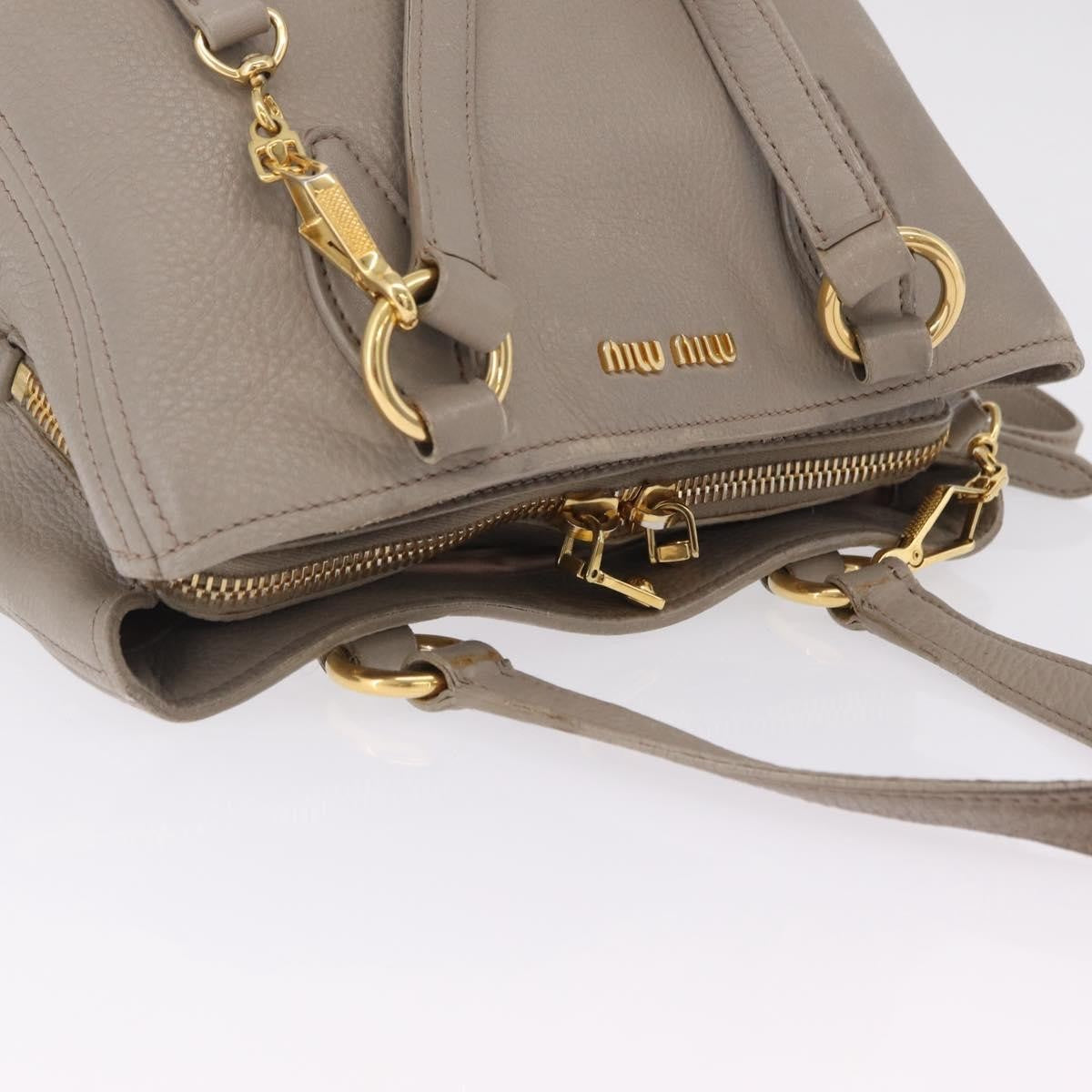 Miu Miu Madras Leather, Gray, Leather, Shoulder Bag