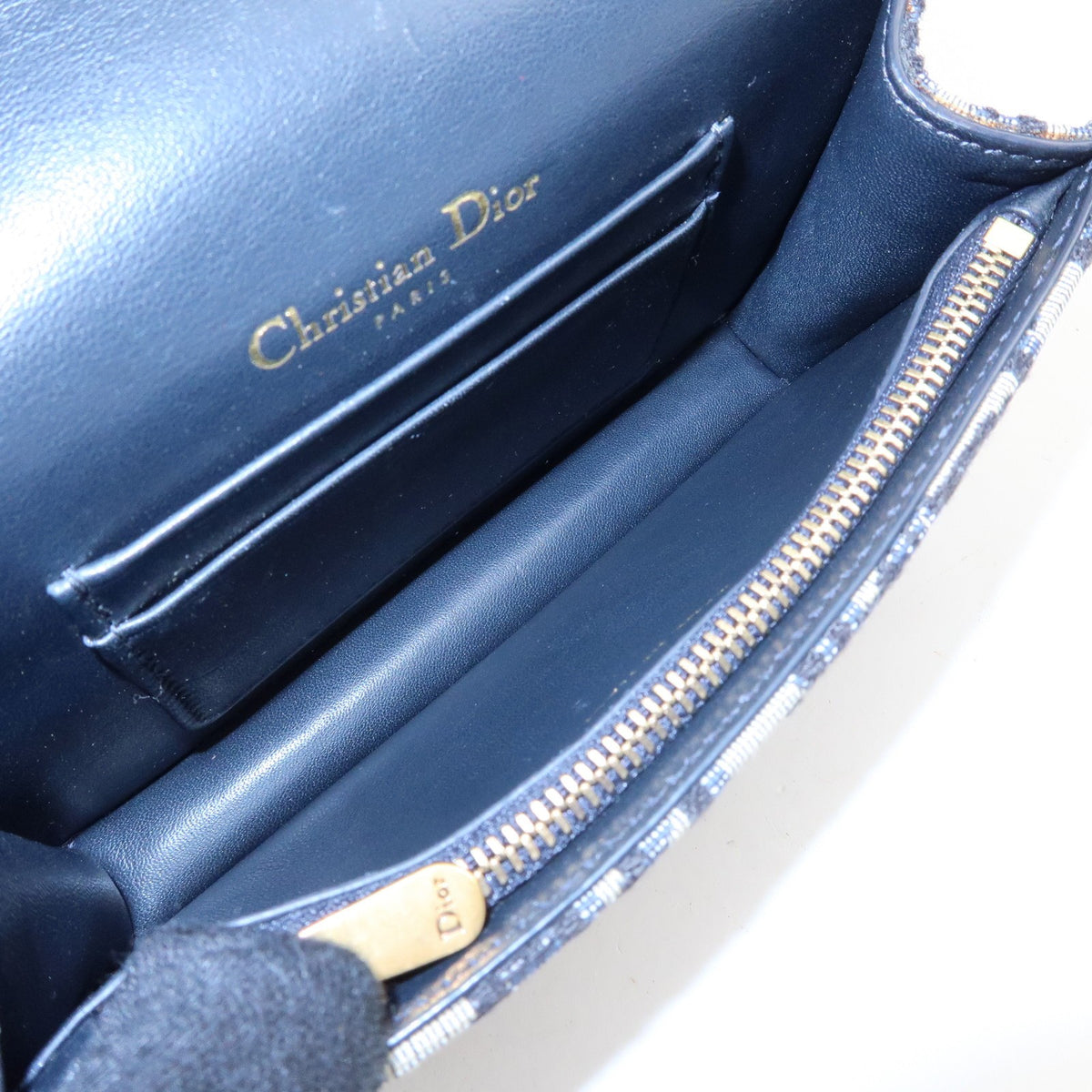 Christian Dior Saddle Belt Oblique Canvas, Navy, Canvas, Handbag