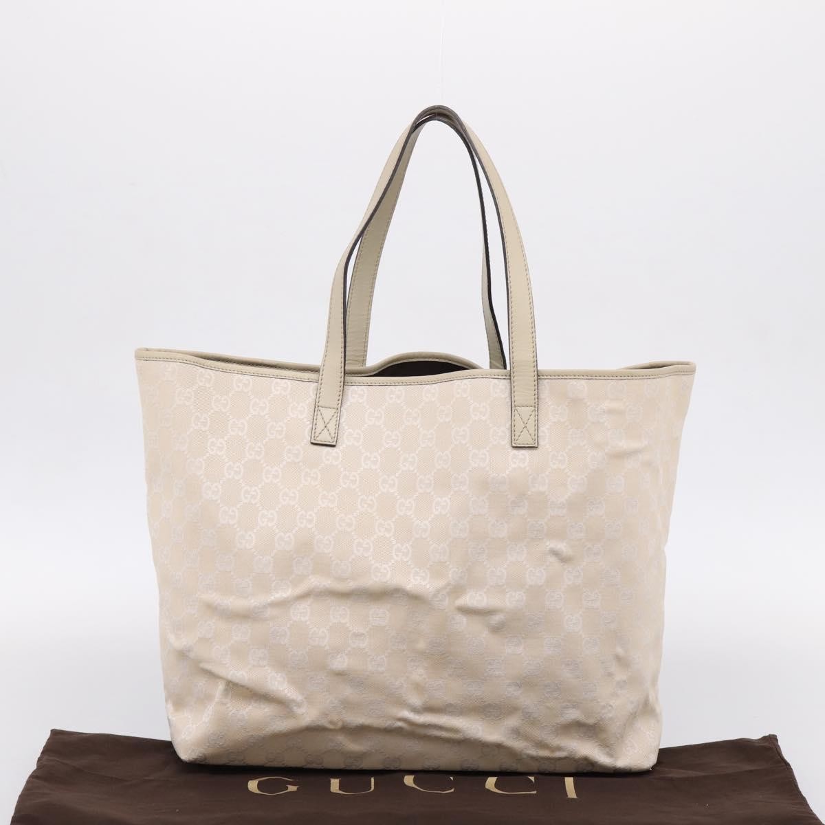 Gucci Open Tote GG Canvas and Leather, Beige, Canvas, Handbag