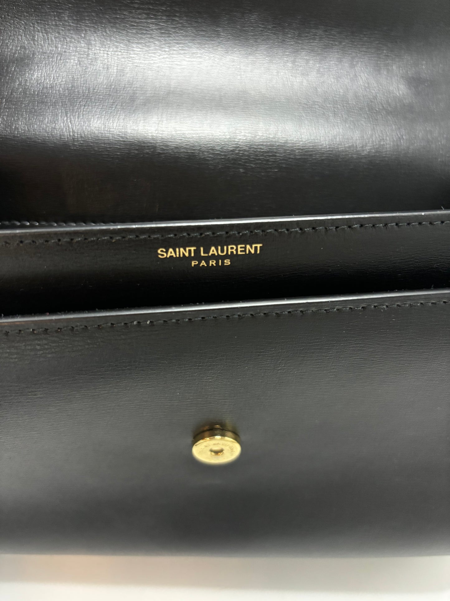 Saint Laurent Sunset Top Handle Chain Leather, Black, Leather, Handbag