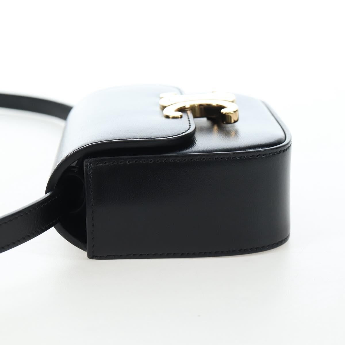 Celine Triomphe Smooth Calfskin, Black, Leather, Shoulder Bag