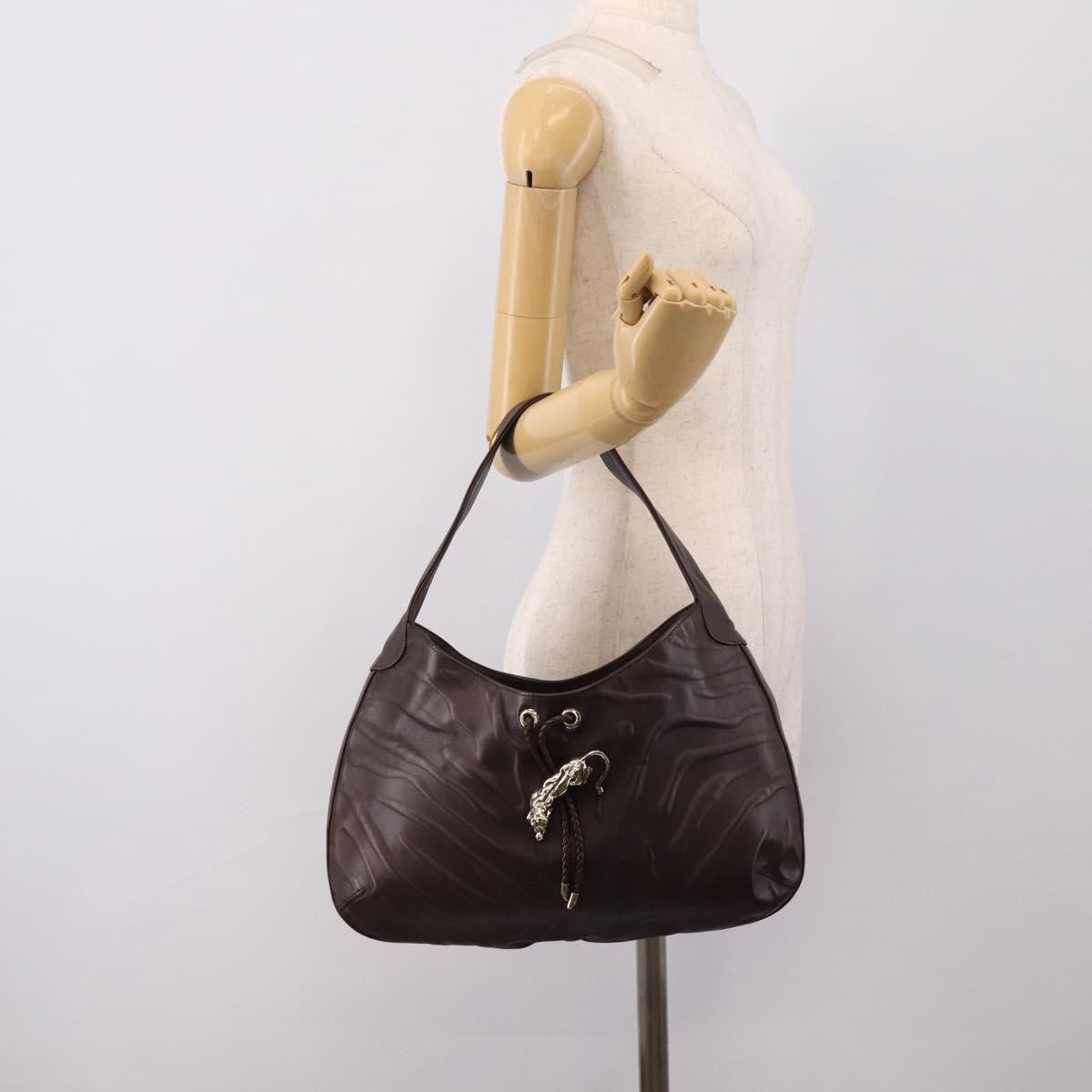 Cartier Panthère Shoulder Leather, Brown, Leather, Shoulder Bag