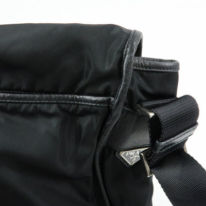 Prada Buckle Messenger Tessuto, Black, Nylon, Handbag