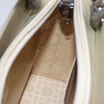 Christian Dior Pearl Lady Dior Patent leather, Beige, Patent Leather, Handbag