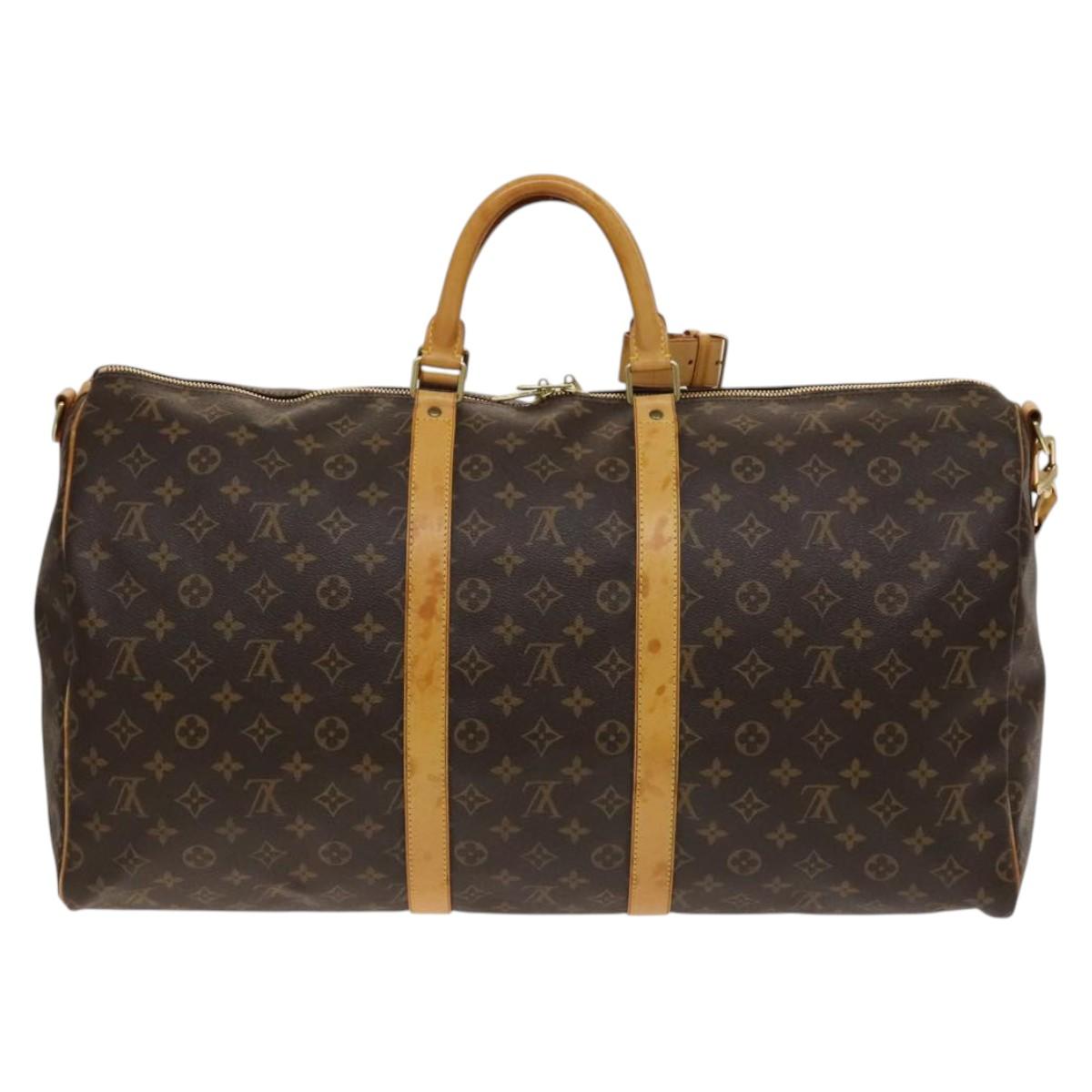 Louis Vuitton Keepall Bandouliere Bag Monogram Canvas, BROWN, CANVAS, Travel bag