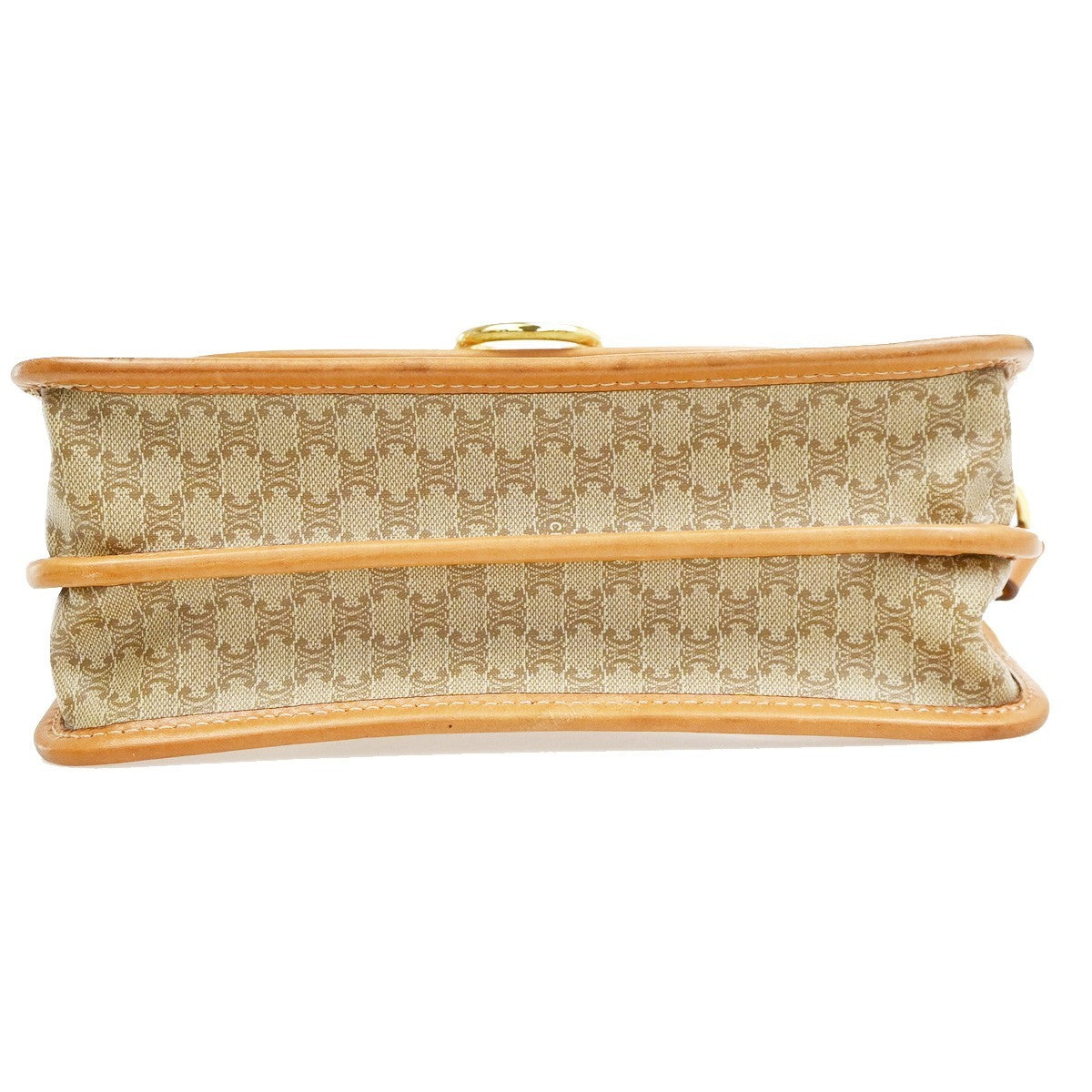 Celine Vintage Macadam Circle Logo Canvas and Leather, Beige, PVC, Shoulder Bag