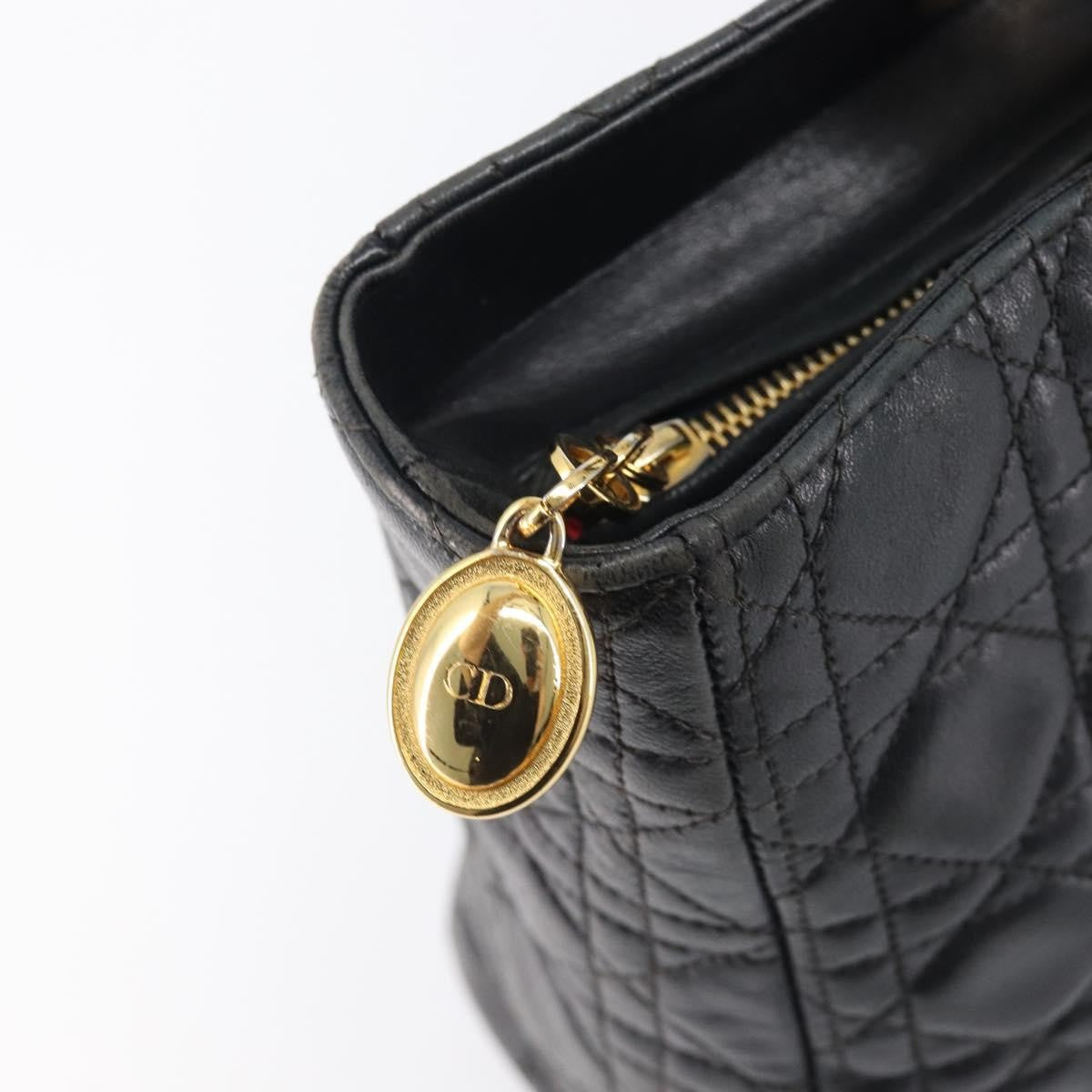 Christian Dior Vintage Lady Dior Cannage Quilt Lambskin, Black, Leather, Handbag