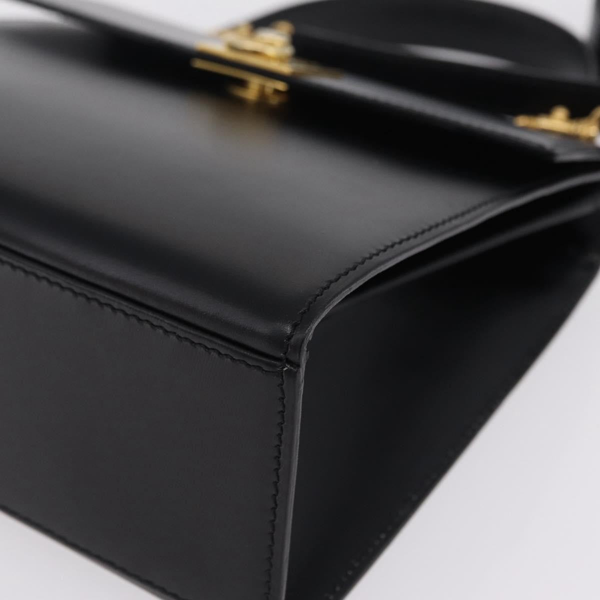 Celine Vintage Logo Top Handle Leather, Black, Leather, Handbag