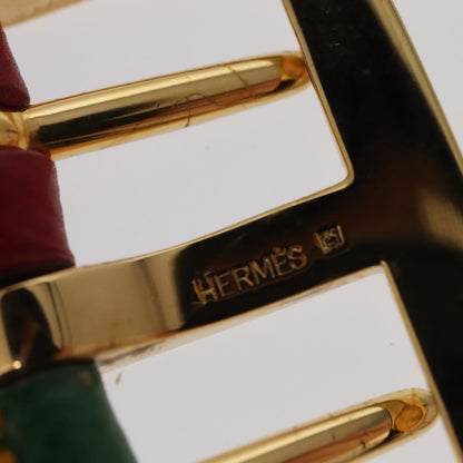 Hermes Double Hole Buckle Belt Metal and Leather, Multicolour, Leather, Belt