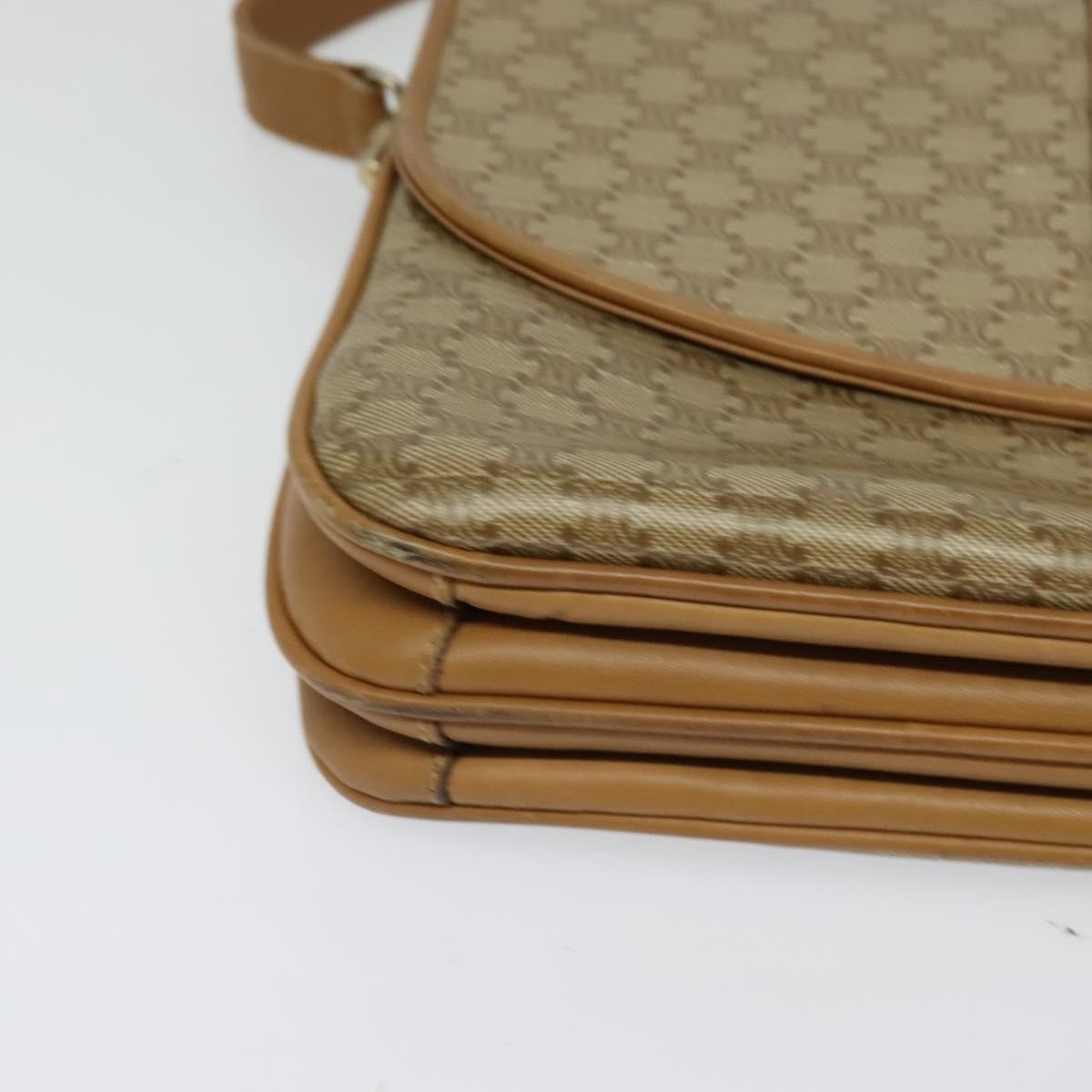 Celine Vintage Macadam Canvas and Leather, Beige, Canvas, Handbag