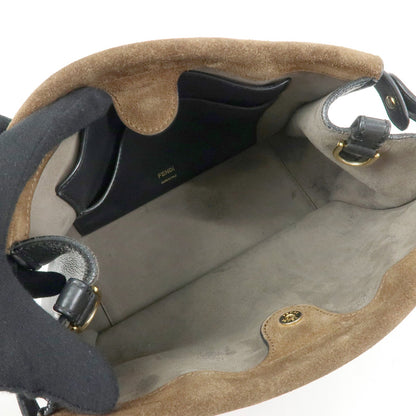 Fendi Flip Leather and Suede, Black, Leather, Tote Bag