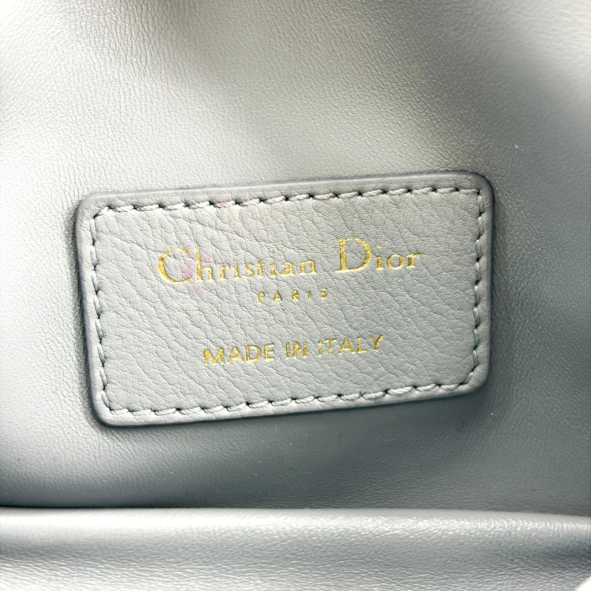 Christian Dior Caro Cannage Quilt Calfskin, Gray, Leather, Handbag