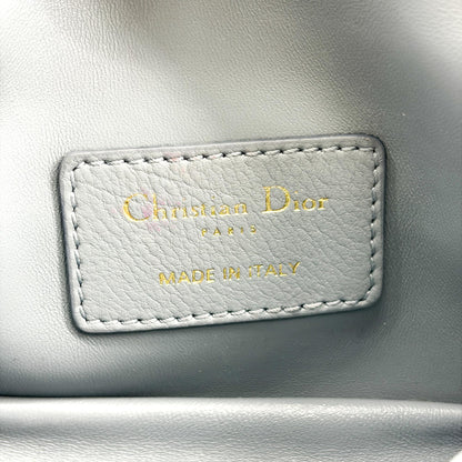 Christian Dior Caro Cannage Quilt Calfskin, Gray, Leather, Handbag