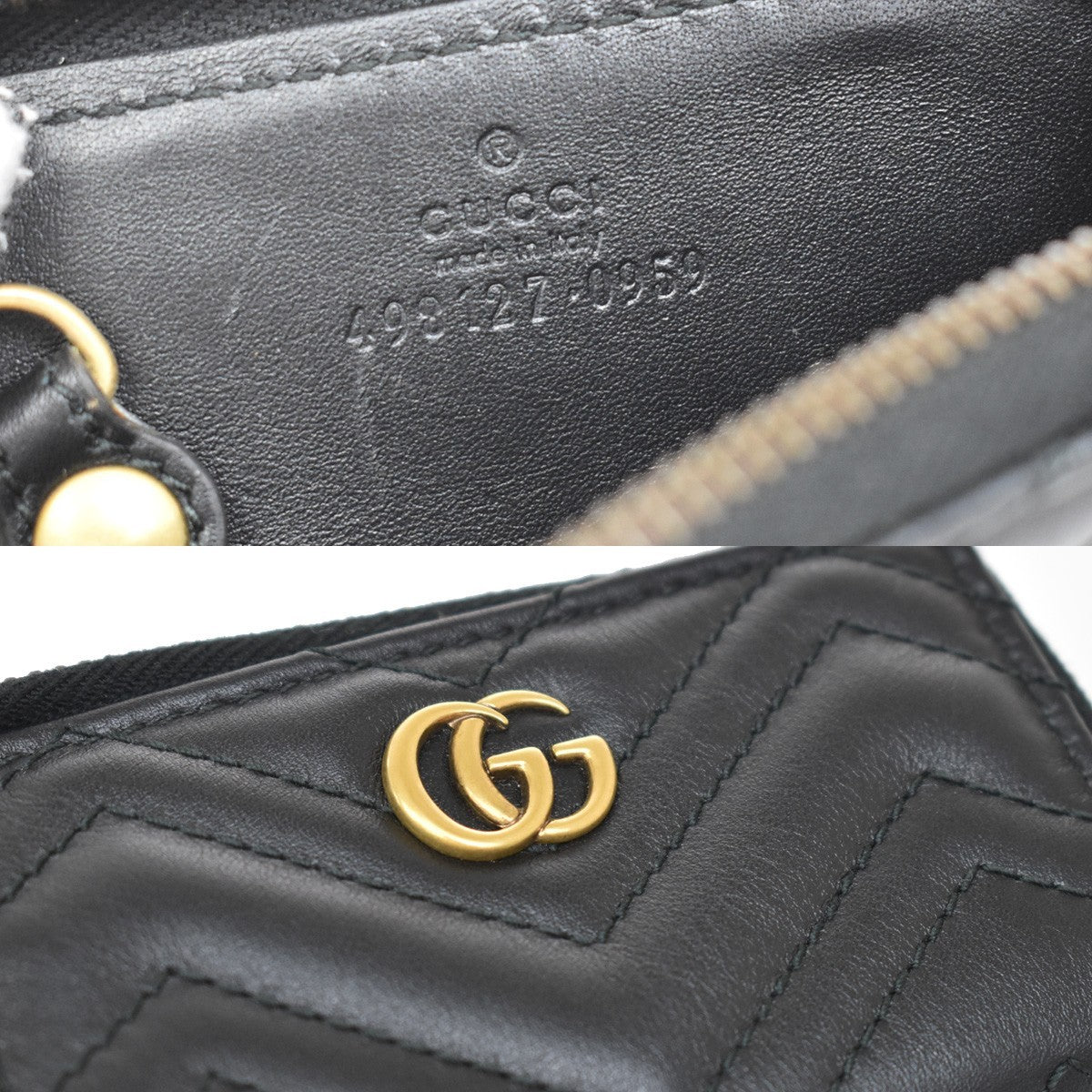 Gucci GG Marmont Zip Around Matelasse Leather, Black, Leather, Wallet