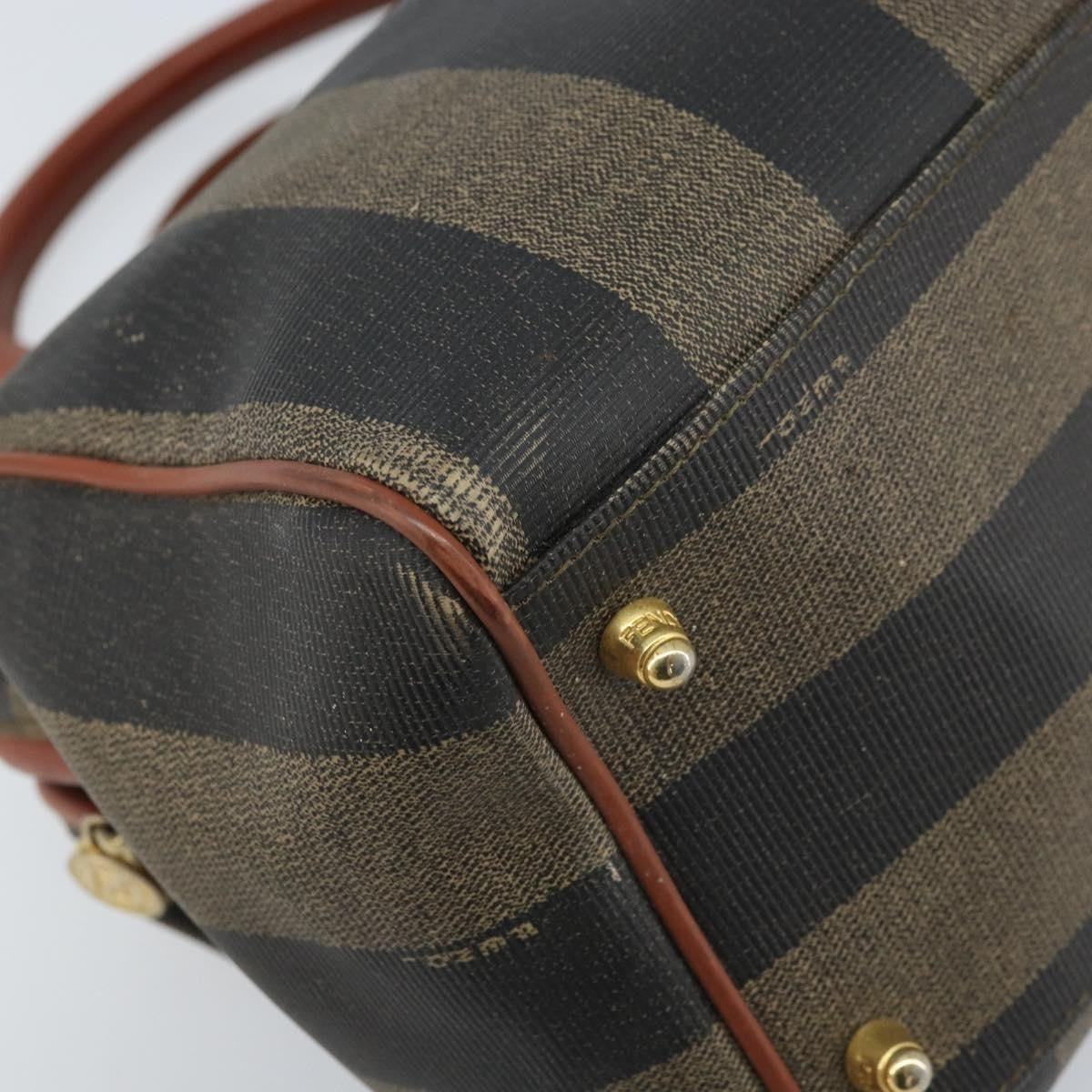 Fendi Vintage Pequin Convertible Boston Coated Canvas, Brown, Canvas, Handbag