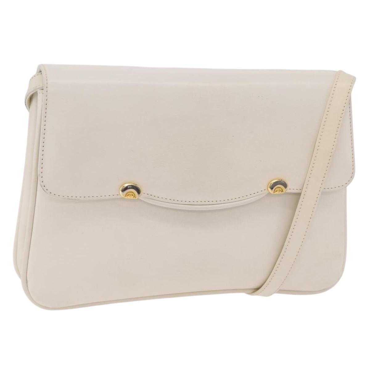 Gucci Shoulder Leather, White, Leather, Shoulder Bag