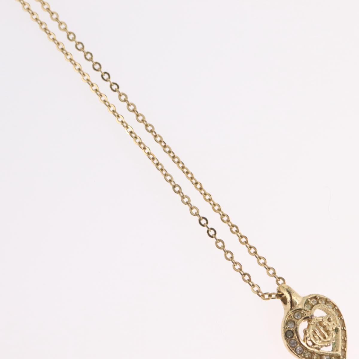 Christian Dior Logo Heart Pendant Metal, Gold, Metal, Necklace