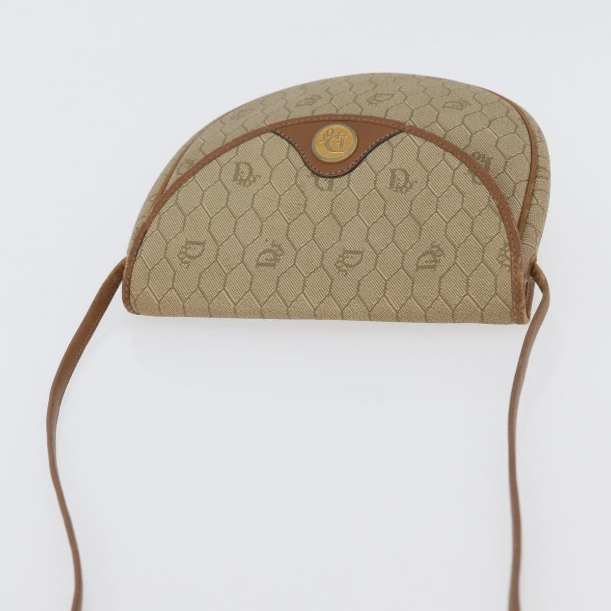 Christian Dior Vintage Honeycomb Flap Canvas and Leather, Beige, Canvas, Shoulder Bag