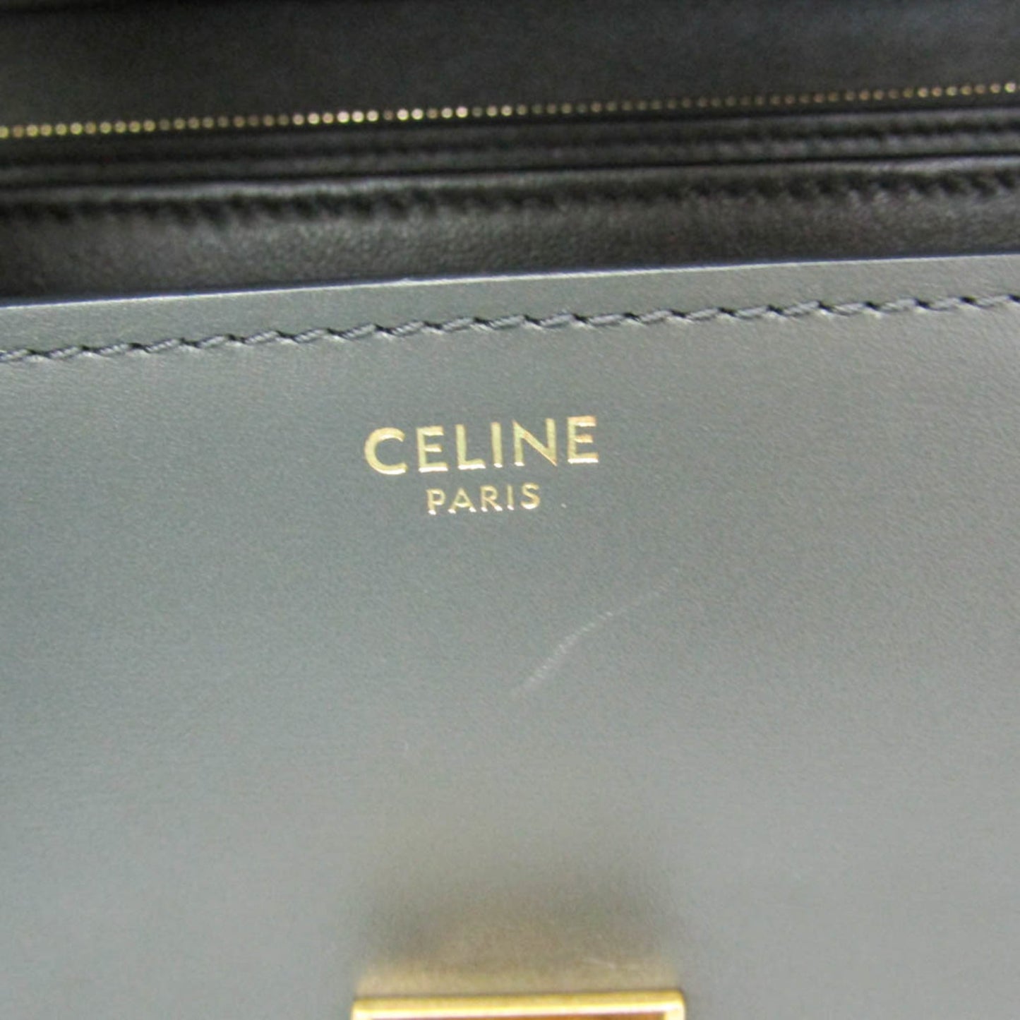 Celine Classic Box Smooth Leather, Gray, Leather, Handbag