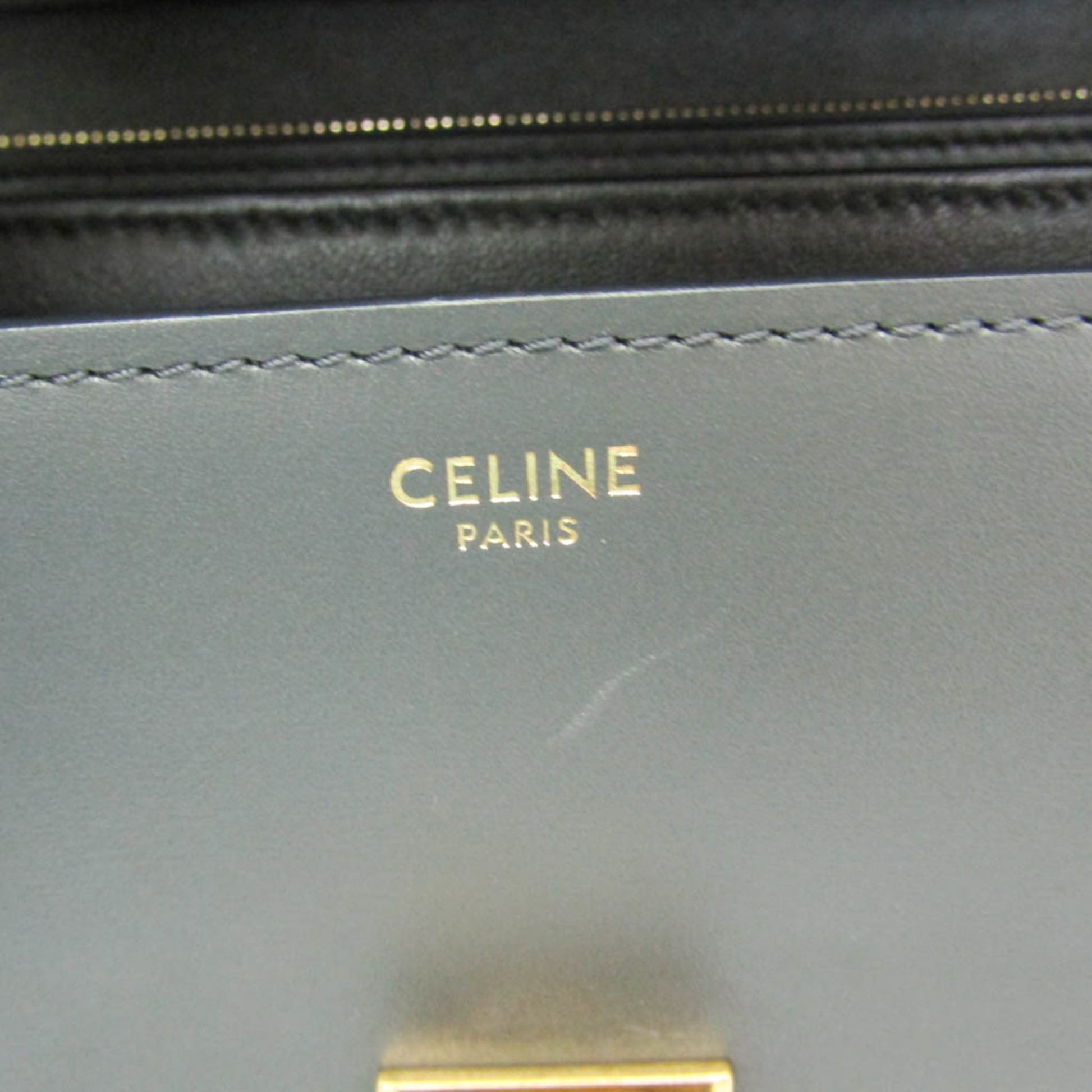 Celine Classic Box Smooth Leather, Gray, Leather, Handbag