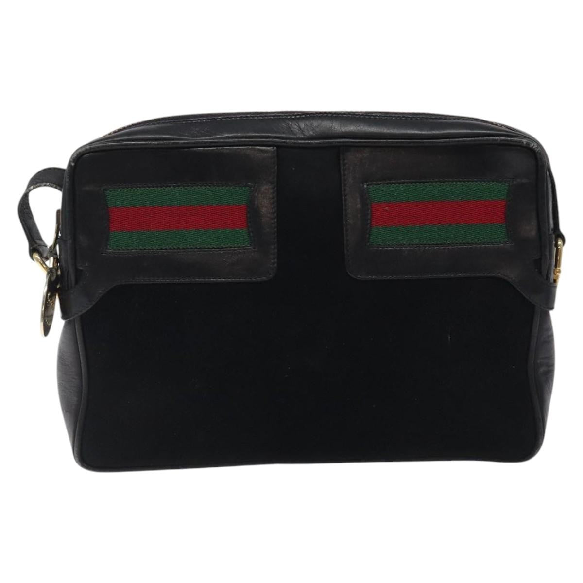 Gucci Sherry line shoulder Suede, Black, Suede, Handbag