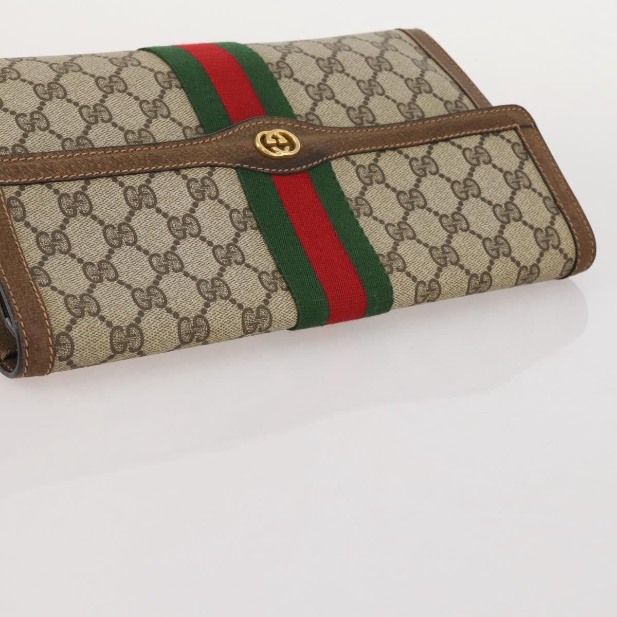 Gucci Vintage Web Flap Clutch GG Coated Canvas, Beige, Canvas, Clutch