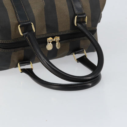 Fendi Vintage Pequin Boston Coated Canvas, Brown, Canvas, Handbag
