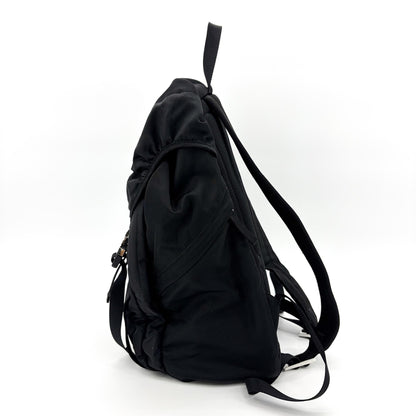 Prada Double Buckle Top Handle Tessuto, Black, Nylon, Backpack