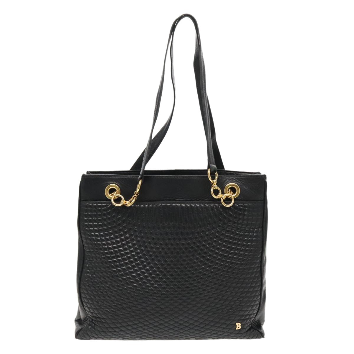 Bally Vintage Quilted Leather, Black, Leather, Shoulder Bag