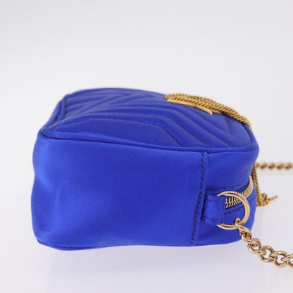 Stella McCartney Stella Star Camera Quilted Satin, Blue, Satin, Handbag