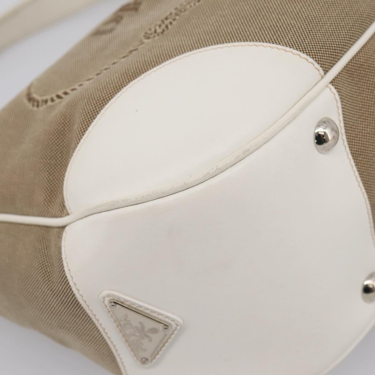 Prada Canapa Hobo Canvas with Leather, Beige, Canvas, Shoulder Bag