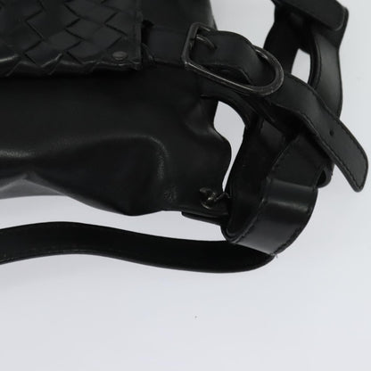 Bottega Veneta Utility Waist Leather with Intrecciato, Black, Leather, Shoulder Bag