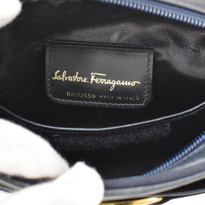 Salvatore Ferragamo Vara Bow Camera Leather, Navy, Leather, Shoulder Bag