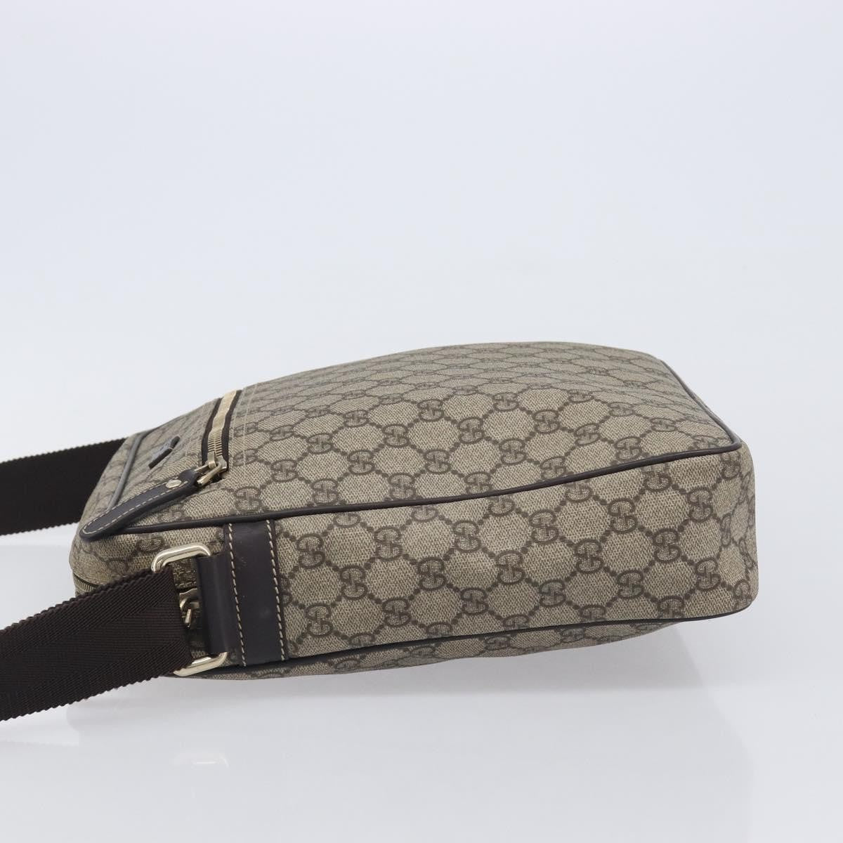 Gucci Front Zip Messenger GG Coated Canvas, Beige, Canvas, Crossbody Bag