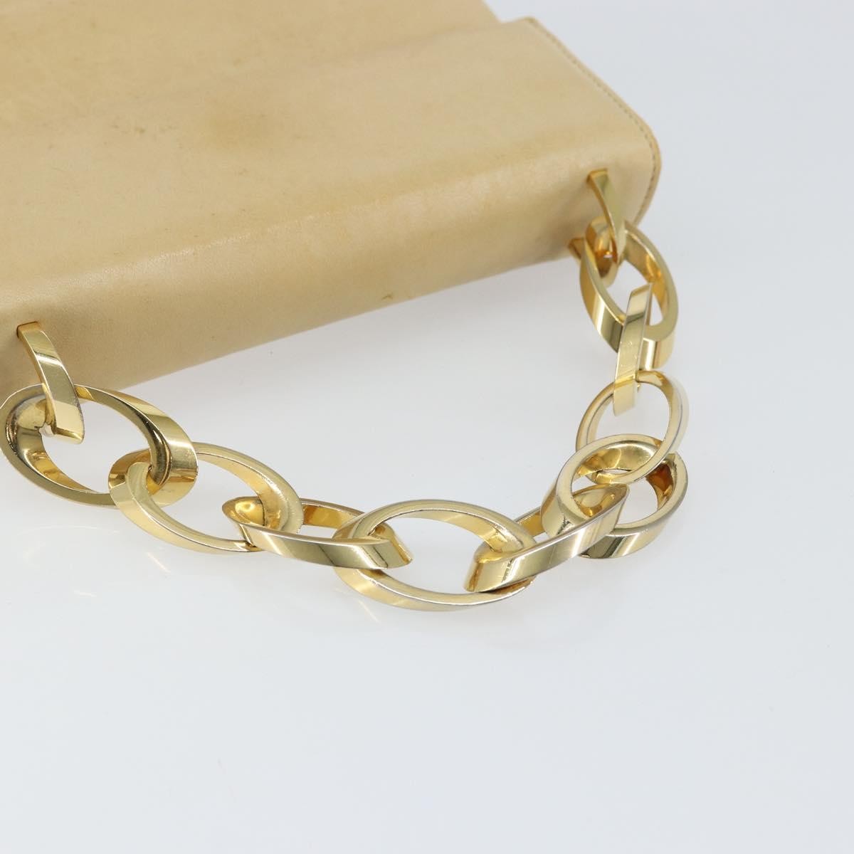 Salvatore Ferragamo Vintage Chain Leather, Beige, Leather, Handbag
