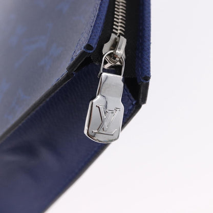 Louis Vuitton Pochette Voyage Monogram Taigarama, Blue, Leather, Clutch