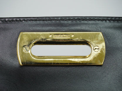 Salvatore Ferragamo Convertible Top Handle Leather, Black, Leather, Handbag