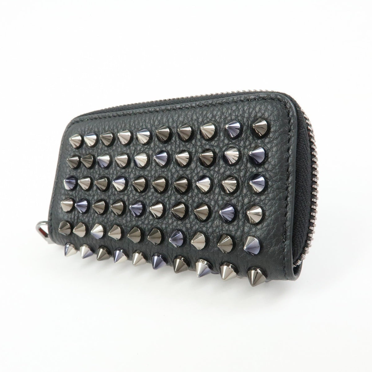 Christian Louboutin Panettone Coin Purse Spiked Leather, Black, Leather, Wallet
